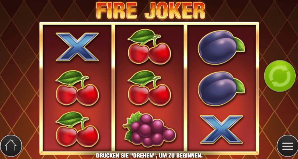 Fire Joker Play’n Go Spielautomat Spieloberfläche